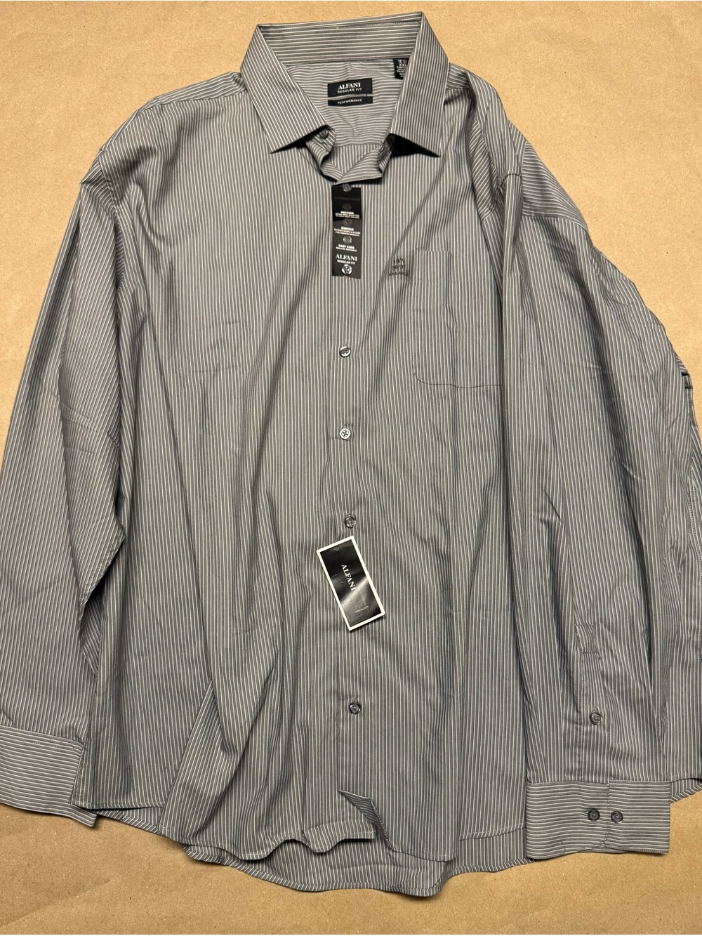 Alfani Stretch Fabric 18.5 36/37 XXL Grey Men’s Long Sleeve Button Shirt NEW!